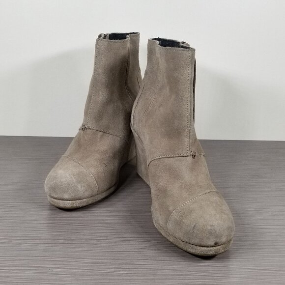 TOMS Desert Suede Wedge Bootie, Taupe Suede, Womens Size 11 - Picture 4 of 14